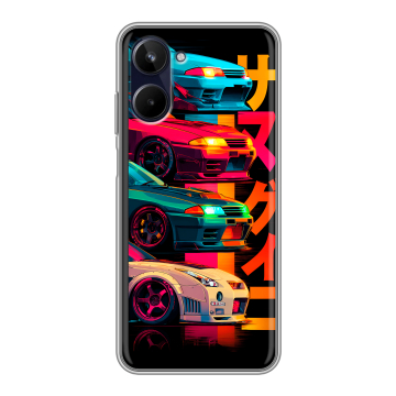 Силиконовый чехол на Realme 10 4G с принтом Гоночные машины