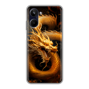 Силиконовый чехол на Realme 10 4G с принтом Золотой дракон Силиконовый чехол на Realme 10 4G с принтом Золотой дракон