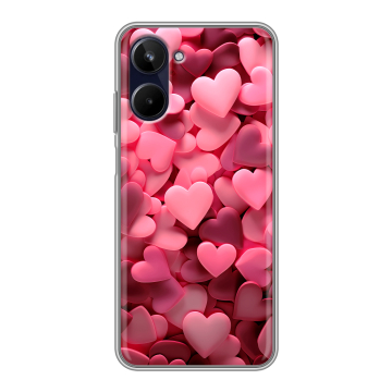 Силиконовый чехол на Realme 10 4G с принтом розовые сердечки