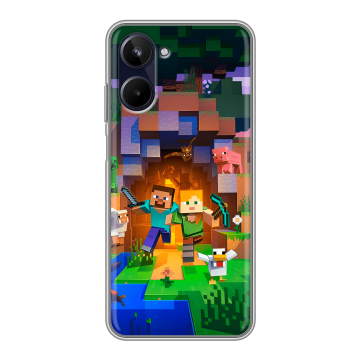 Силиконовый чехол на Realme 10 4G с принтом Майнкрафт Minecraft Силиконовый чехол на Realme 10 4G с принтом Майнкрафт Minecraft