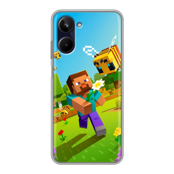 Силиконовый чехол на Realme 10 4G с принтом Майнкрафт Minecraft Силиконовый чехол на Realme 10 4G с принтом Майнкрафт Minecraft