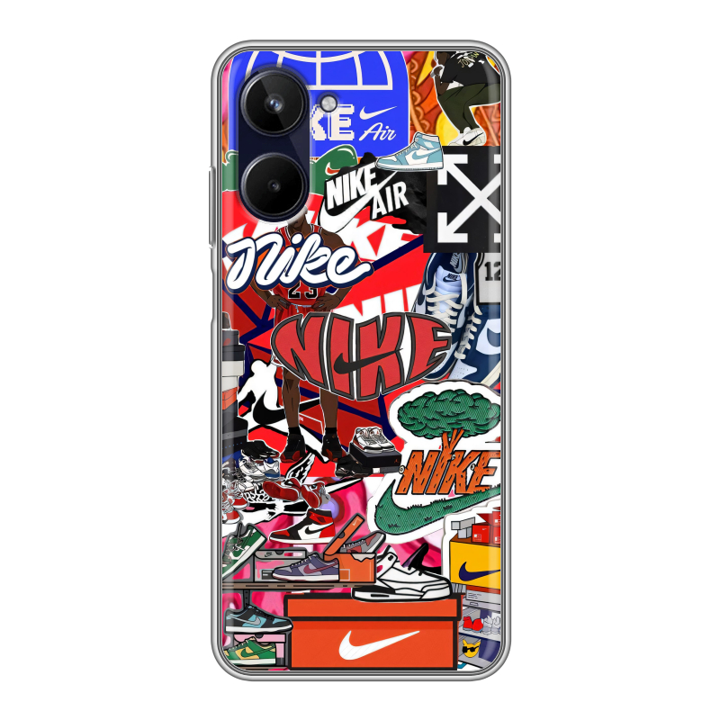 Силиконовый чехол на Realme 10 4G с принтом Найк Nike яркий Силиконовый чехол на Realme 10 4G с принтом Найк Nike яркий