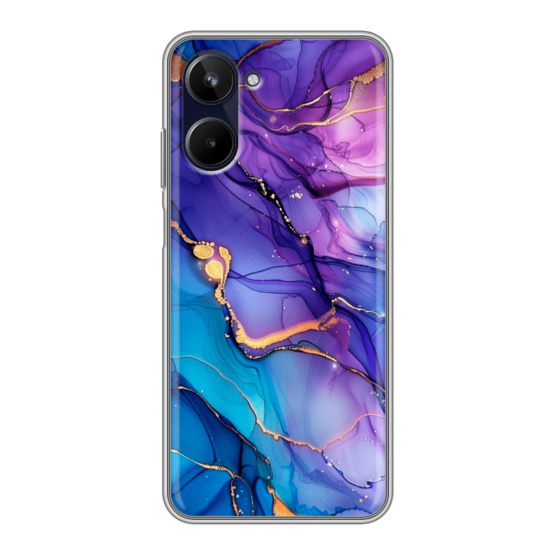 Силиконовый чехол на Realme 10 4G с принтом синий мрамор Силиконовый чехол на Realme 10 4G с принтом синий мрамор