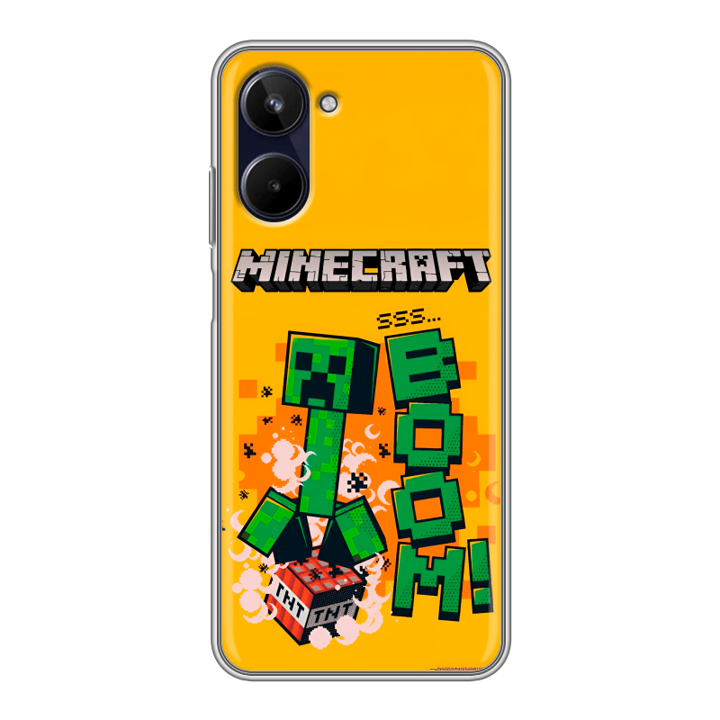 Силиконовый противоударный чехол на Realme 10 4G с принтом Майнкрафт Minecraft Силиконовый противоударный чехол на Realme 10 4G с принтом Майнкрафт Minecraft