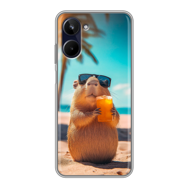 Силиконовый противоударный чехол на Realme 10 4G с принтом Капибара Силиконовый противоударный чехол на Realme 10 4G с принтом Капибара