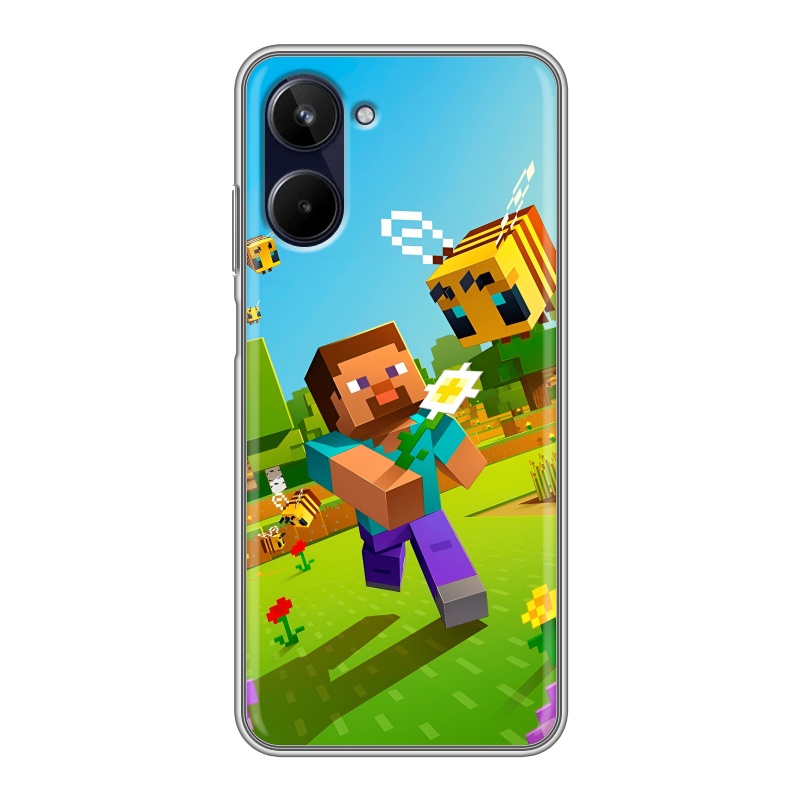 Силиконовый чехол на Realme 10 4G с принтом Майнкрафт Minecraft Силиконовый чехол на Realme 10 4G с принтом Майнкрафт Minecraft