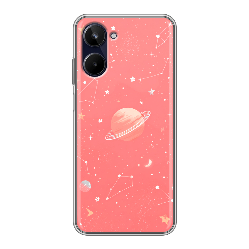 Силиконовый чехол на Realme 10 4G с принтом Розовый космос Силиконовый чехол на Realme 10 4G с принтом Розовый космос