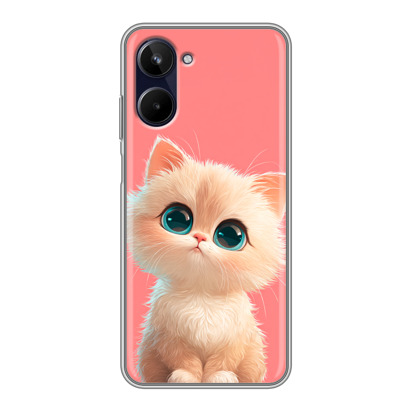 Силиконовый чехол на Realme 10 4G с принтом Розовый котенок Силиконовый чехол на Realme 10 4G с принтом Розовый котенок