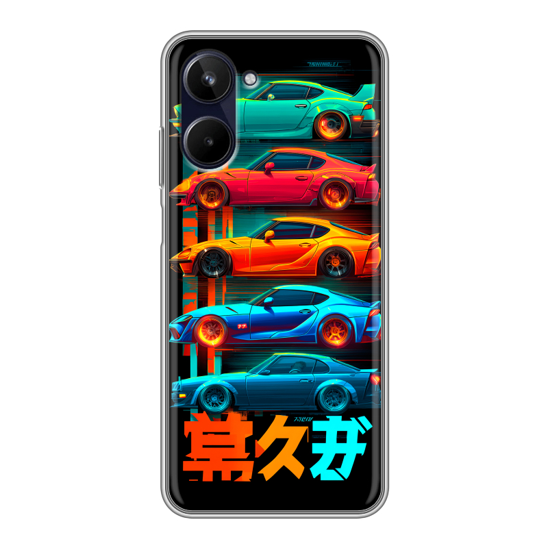 Силиконовый противоударный чехол на Realme 10 4G с принтом машины тачки Силиконовый противоударный чехол на Realme 10 4G с принтом машины тачки