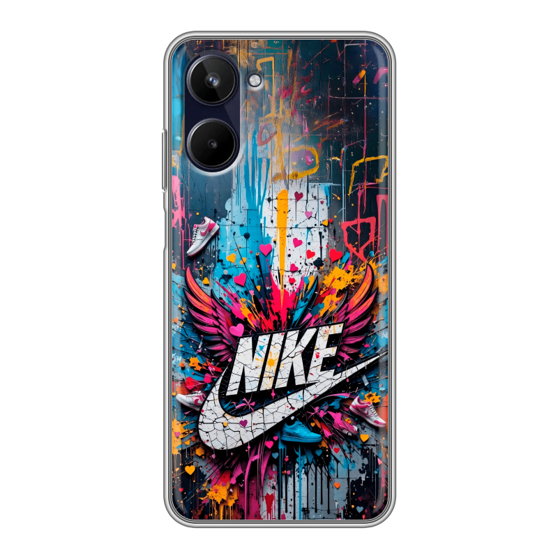 Силиконовый противоударный чехол на Realme 10 4G с принтом Nike Найк Силиконовый противоударный чехол на Realme 10 4G с принтом Nike Найк