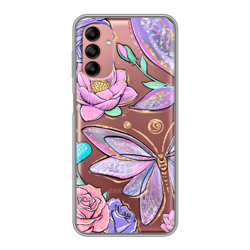 Силиконовый чехол на Samsung Galaxy A04s с принтом Бабочки и цветы