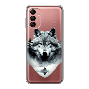 Силиконовый чехол на Samsung Galaxy A04s с принтом Волк в лесу