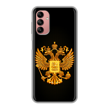Силиконовый чехол на Samsung Galaxy A04s с принтом Герб России желтый