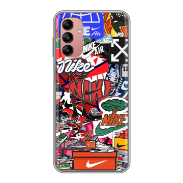 Силиконовый чехол на Samsung Galaxy A04s с принтом Найк Nike яркий