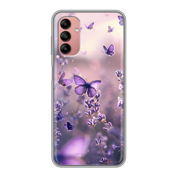 Силиконовый чехол на Samsung Galaxy A04s с принтом бабочки и лаванда