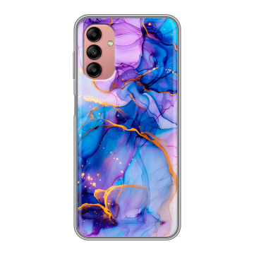 Силиконовый чехол на Samsung Galaxy A04s с принтом синий мрамор