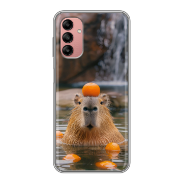 Силиконовый чехол на Samsung Galaxy A04s с принтом Капибара с апельсином Силиконовый чехол на Samsung Galaxy A04s с принтом Капибара с апельсином