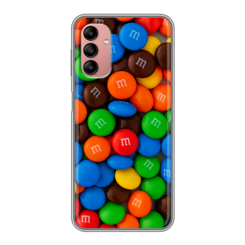 Силиконовый противоударный чехол на Samsung Galaxy A04s с принтом Конфеты Силиконовый противоударный чехол на Samsung Galaxy A04s с принтом Конфеты