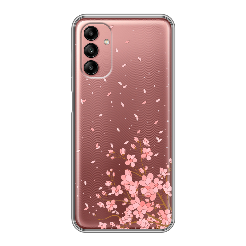 Силиконовый противоударный чехол на Samsung Galaxy A04s с принтом Ветка сакуры Силиконовый противоударный чехол на Samsung Galaxy A04s с принтом Ветка сакуры