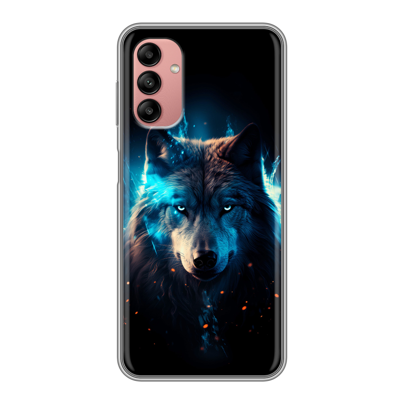 Силиконовый противоударный чехол на Samsung Galaxy A04s с принтом Волк ночной Силиконовый противоударный чехол на Samsung Galaxy A04s с принтом Волк ночной