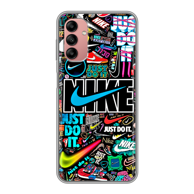 Силиконовый противоударный чехол на Samsung Galaxy A04s с принтом найк nike черный Силиконовый противоударный чехол на Samsung Galaxy A04s с принтом найк nike черный