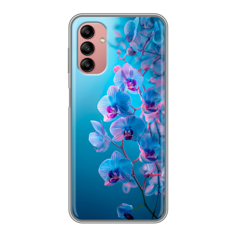 Силиконовый чехол на Samsung Galaxy A04s с принтом голубые орхидеи Силиконовый чехол на Samsung Galaxy A04s с принтом голубые орхидеи