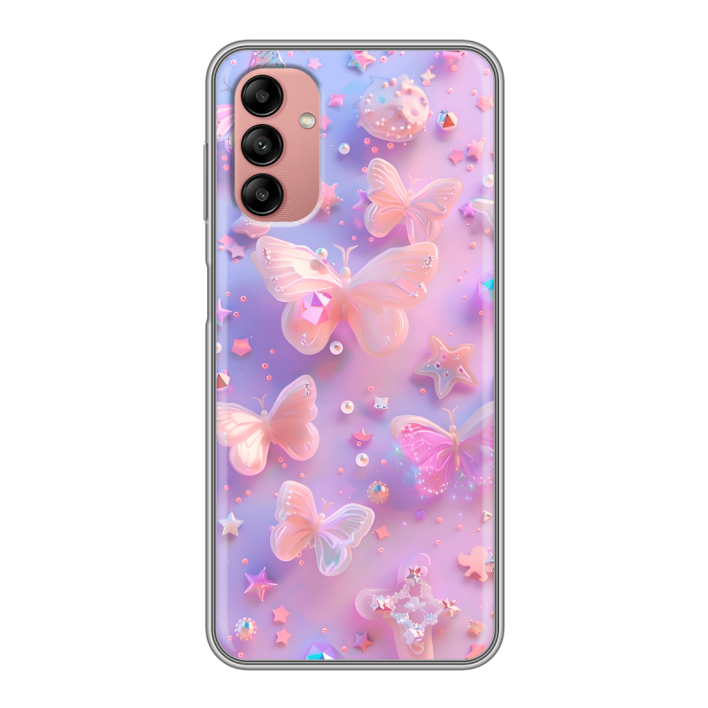 Силиконовый противоударный чехол на Samsung Galaxy A04s с принтом Бабочки Силиконовый противоударный чехол на Samsung Galaxy A04s с принтом Бабочки