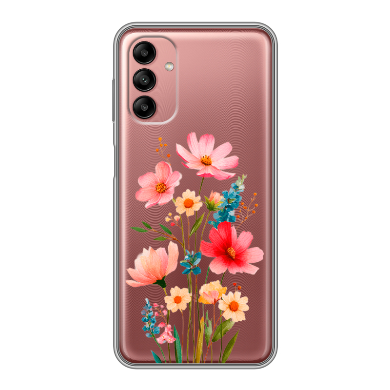 Силиконовый противоударный чехол на Samsung Galaxy A04s с принтом Цветы Силиконовый противоударный чехол на Samsung Galaxy A04s с принтом Цветы