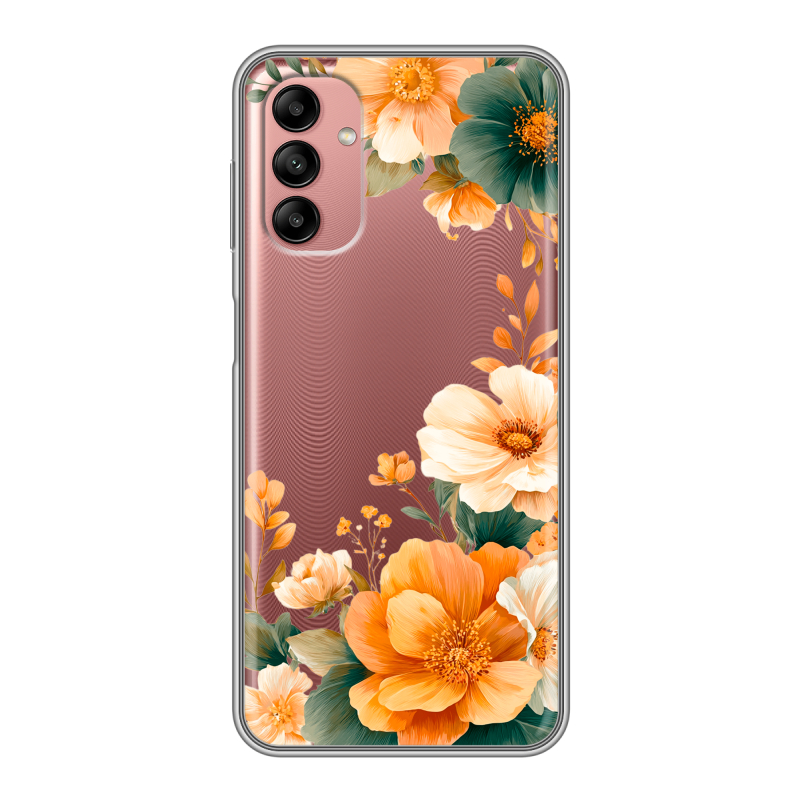Силиконовый противоударный чехол на Samsung Galaxy A04s с принтом Цветы принт Силиконовый противоударный чехол на Samsung Galaxy A04s с принтом Цветы принт