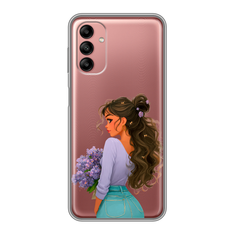 Силиконовый чехол на Samsung Galaxy A04s с принтом девушка цветы Силиконовый чехол на Samsung Galaxy A04s с принтом девушка цветы
