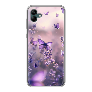 Силиконовый чехол на Samsung Galaxy A04 с принтом бабочки и лаванда Силиконовый чехол на Samsung Galaxy A04 с принтом бабочки и лаванда
