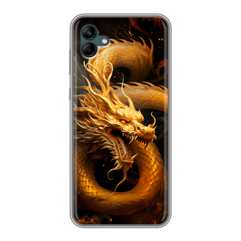 Силиконовый противоударный чехол на Samsung Galaxy A04 с принтом Золотой дракон Силиконовый противоударный чехол на Samsung Galaxy A04 с принтом Золотой дракон