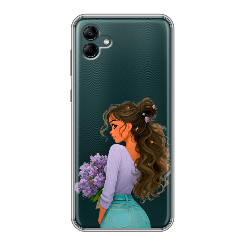 Силиконовый чехол на Samsung Galaxy A04 с принтом девушка цветы Силиконовый чехол на Samsung Galaxy A04 с принтом девушка цветы