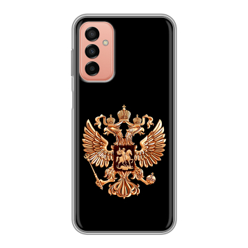 Силиконовый чехол на Samsung Galaxy M23 5G с принтом Герб России золотой