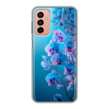 Силиконовый чехол на Samsung Galaxy M23 5G с принтом голубые орхидеи Силиконовый чехол на Samsung Galaxy M23 5G с принтом голубые орхидеи