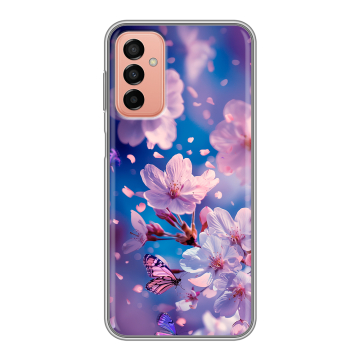 Силиконовый чехол на Samsung Galaxy M23 5G с принтом цветы бабочки Силиконовый чехол на Samsung Galaxy M23 5G с принтом цветы бабочки
