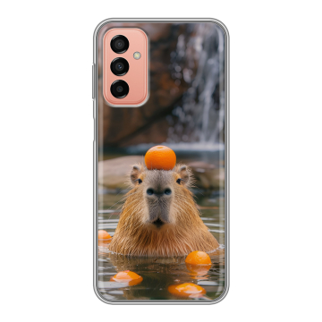 Силиконовый чехол на Samsung Galaxy M23 5G с принтом Капибара с апельсином Силиконовый чехол на Samsung Galaxy M23 5G с принтом Капибара с апельсином