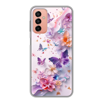 Силиконовый чехол на Samsung Galaxy M23 5G с принтом цветы бабочки Силиконовый чехол на Samsung Galaxy M23 5G с принтом цветы бабочки