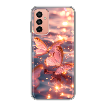 Силиконовый чехол на Samsung Galaxy M23 5G с принтом бабочки розовые Силиконовый чехол на Samsung Galaxy M23 5G с принтом бабочки розовые