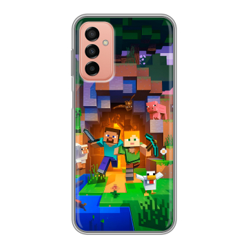 Силиконовый чехол на Samsung Galaxy M23 5G с принтом Майнкрафт Minecraft