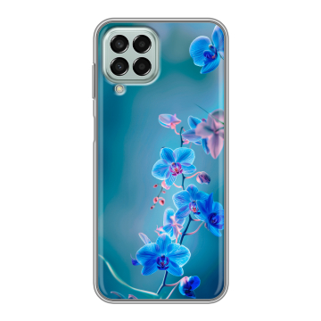 Силиконовый чехол на Samsung Galaxy M33 5G с принтом Голубые цветы
