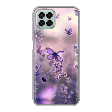 Силиконовый чехол на Samsung Galaxy M33 5G с принтом бабочки и лаванда