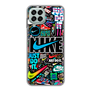 Силиконовый чехол на Samsung Galaxy M33 5G с принтом найк nike черный Силиконовый чехол на Samsung Galaxy M33 5G с принтом найк nike черный
