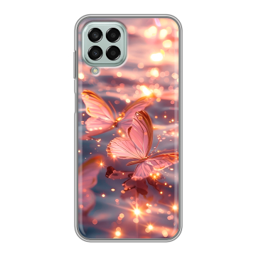 Силиконовый чехол на Samsung Galaxy M33 5G с принтом бабочки розовые