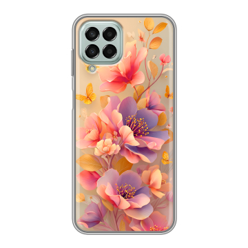 Силиконовый чехол на Samsung Galaxy M33 5G с принтом Цветы и бабочки Силиконовый чехол на Samsung Galaxy M33 5G с принтом Цветы и бабочки