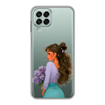 Силиконовый чехол на Samsung Galaxy M33 5G с принтом девушка цветы Силиконовый чехол на Samsung Galaxy M33 5G с принтом девушка цветы