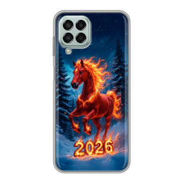 Силиконовый чехол на Samsung Galaxy M33 5G с принтом Новый год коня Силиконовый чехол на Samsung Galaxy M33 5G с принтом Новый год коня
