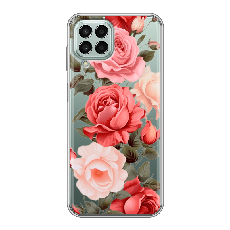 Силиконовый противоударный чехол на Samsung Galaxy M33 5G с принтом Розы Силиконовый противоударный чехол на Samsung Galaxy M33 5G с принтом Розы
