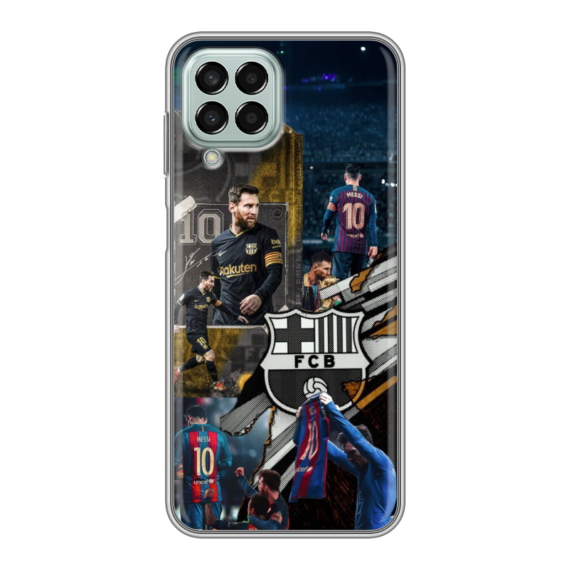 Силиконовый противоударный чехол на Samsung Galaxy M33 5G с принтом Messi Barcelona Силиконовый противоударный чехол на Samsung Galaxy M33 5G с принтом Messi Barcelona