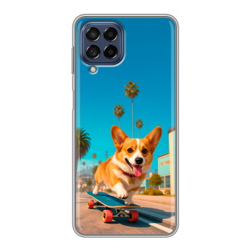 Силиконовый чехол на Samsung Galaxy M53 5G с принтом Корги на скейте